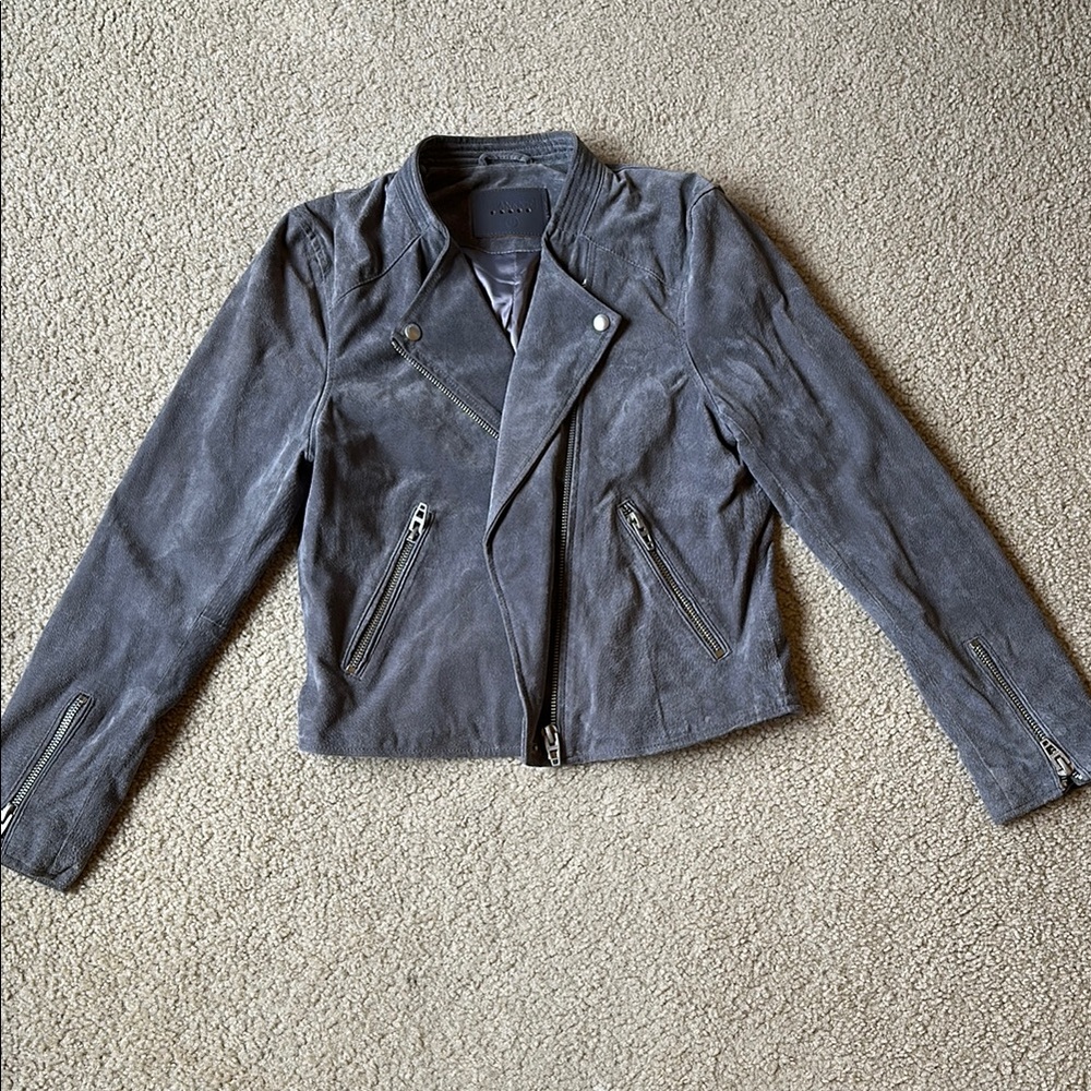 Blank NYC Gray Suede Moto Jacket M